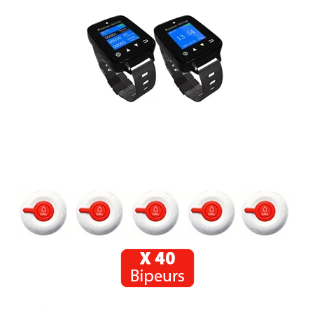 Pack Sécurité Instantanée : 2 Montres Agent Sécurité + 40 Bipeurs Caisse